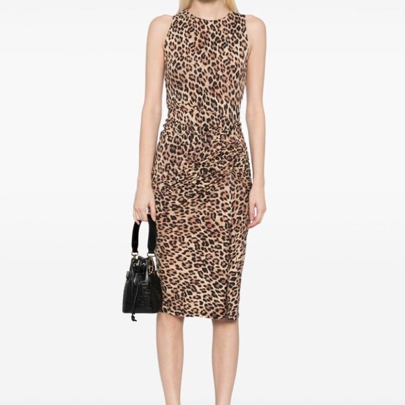 Alice + Olivia Leopard Print Maedell twisted midi dress